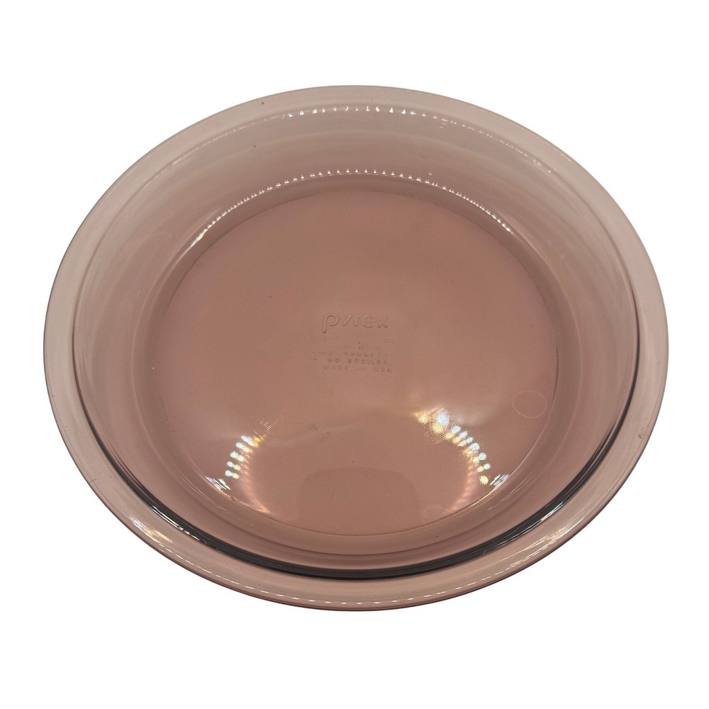 Pyrex 209 Fireside Smoked Glass 9 Inch Pie Plate Pan Vintage Made in USA pink